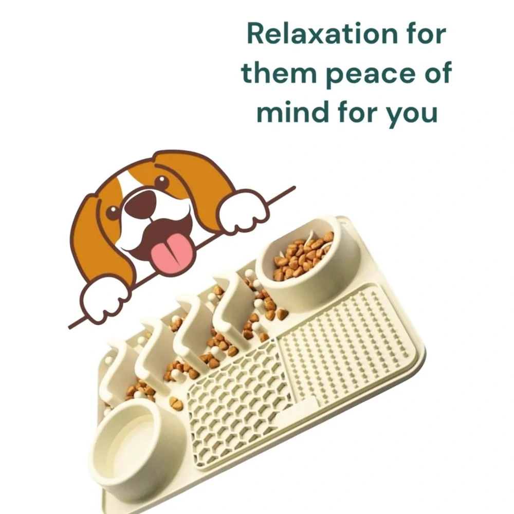 Slow Feeder Bowl Water Bowl Licking Mat for Dog Cats Food Mat Anxiety Relief
